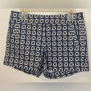 J. Crew Short 4 Women’s White and Blue Printed 100% Cotton Side Zipper Chino